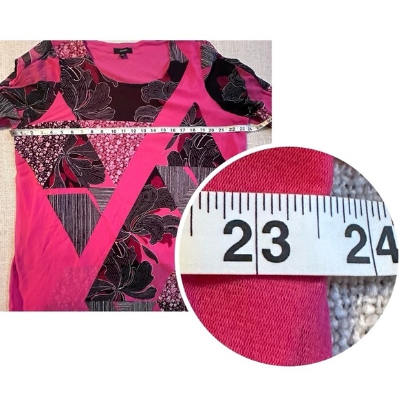 ALFANI 3/4 Sleeve Pink Black Semi-sheer Lined Tunic Blouse Floral Chiffon Top 3X - Picture 9 of 12